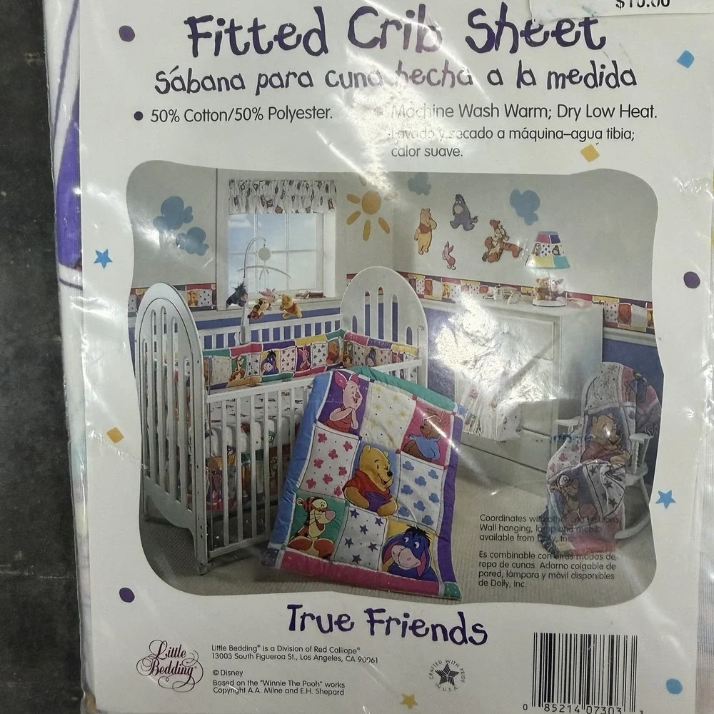 Vintage 90's Little Bedding Winnie the Pooh Fitted Crib Sheet Patchwork Pooh NEW
